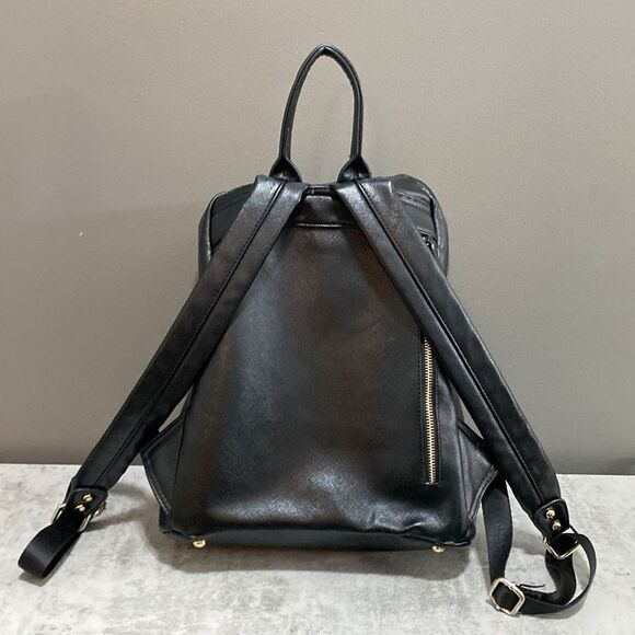 Colorland Black Faux Leather with Bright Red Interior Backpack Medium - Picture 10 of 16